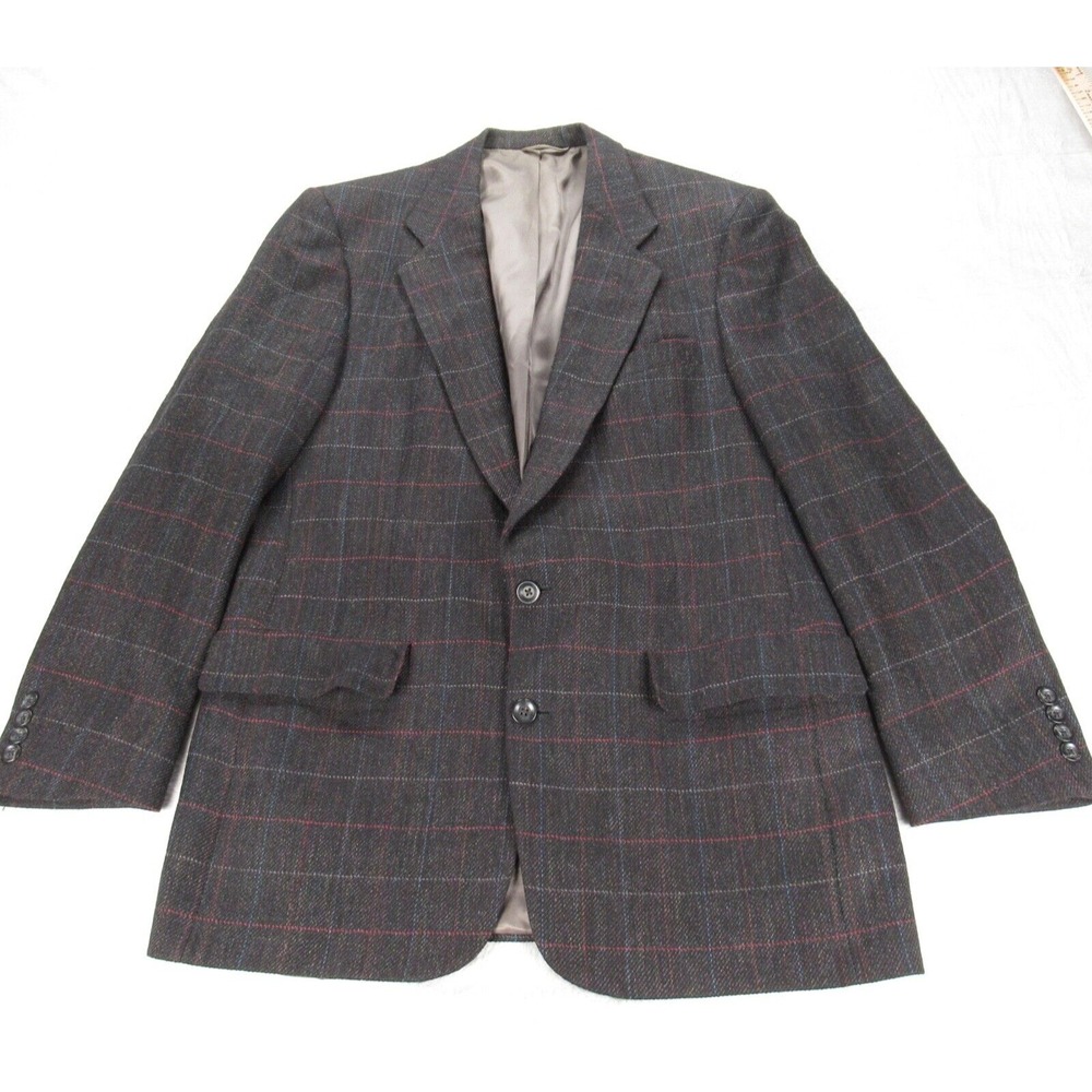Christian Dior Wool Blazer Men 42R Gray Check Sport Coat 2 Button Single Vent